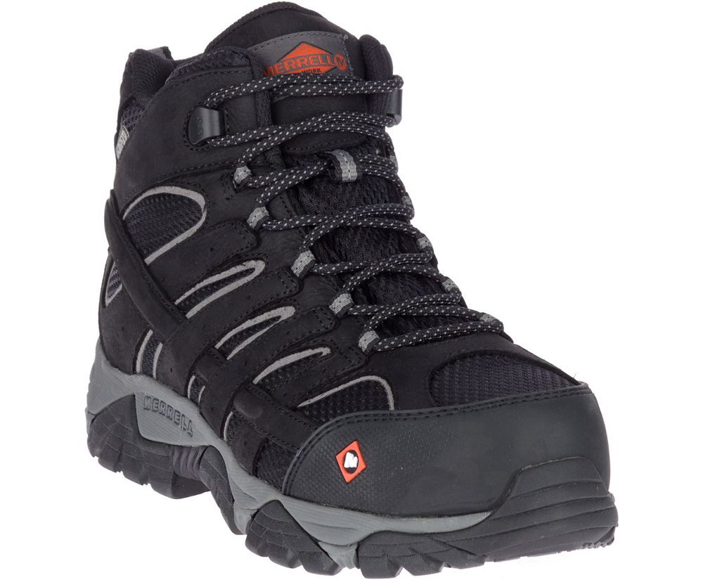 Merrell Boots Black - Moab Vertex Mid Waterproof Comp Toe Wide Width - Mens 64IHDSFJG
